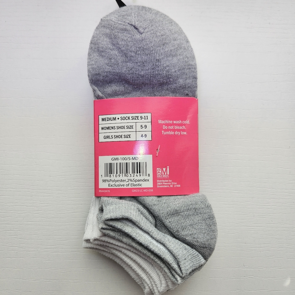 NEW!!! Gold Medal Athletic Black Socks - 5‎ Pairs Low Cut - Picture 4 of 5